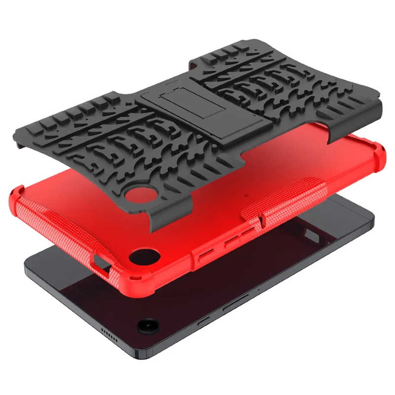 Para a Capa com Suporte para Samsung Galaxy Tab A9 - Textura de Pneu Antiderrapante - Vermelho
