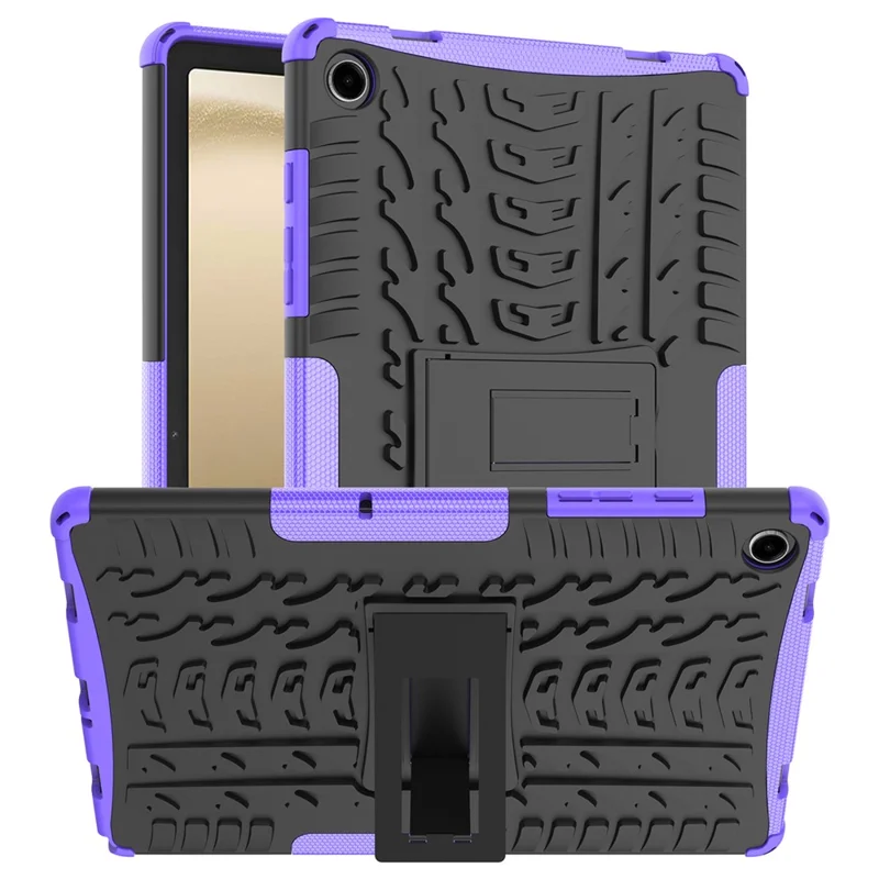 For Samsung Galaxy Tab A11+ / A9+ Tire Texture Case Shockproof TPU+PC Tablet Cover with Kickstand - Purple