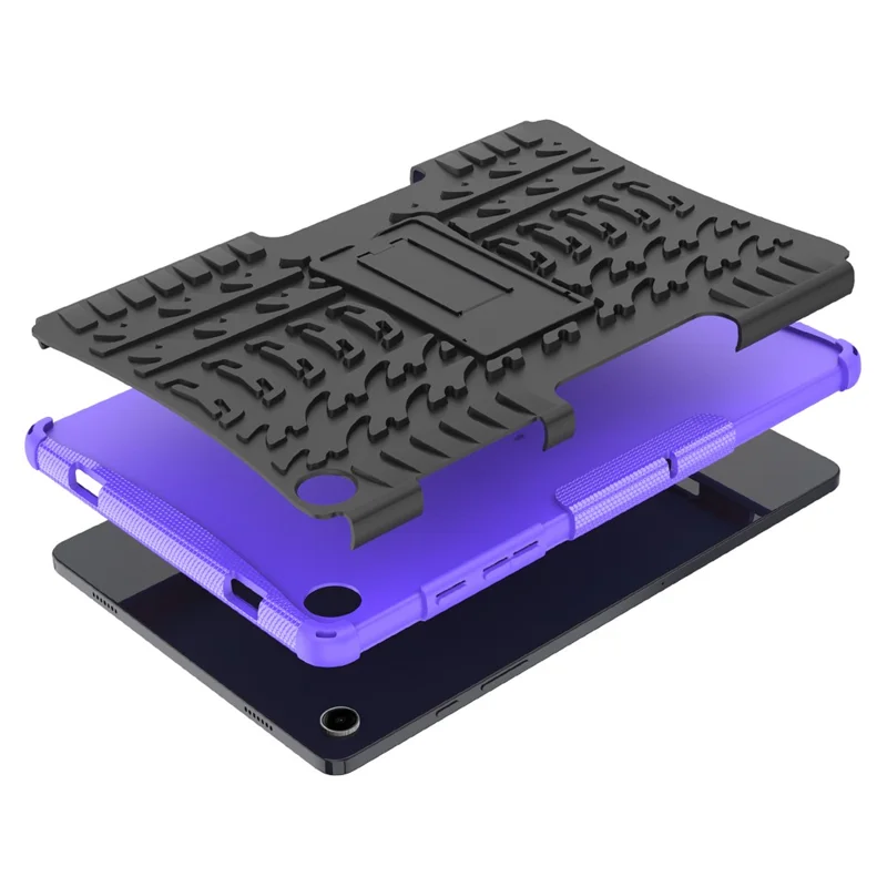 For Samsung Galaxy Tab A11+ / A9+ Tire Texture Case Shockproof TPU+PC Tablet Cover with Kickstand - Purple