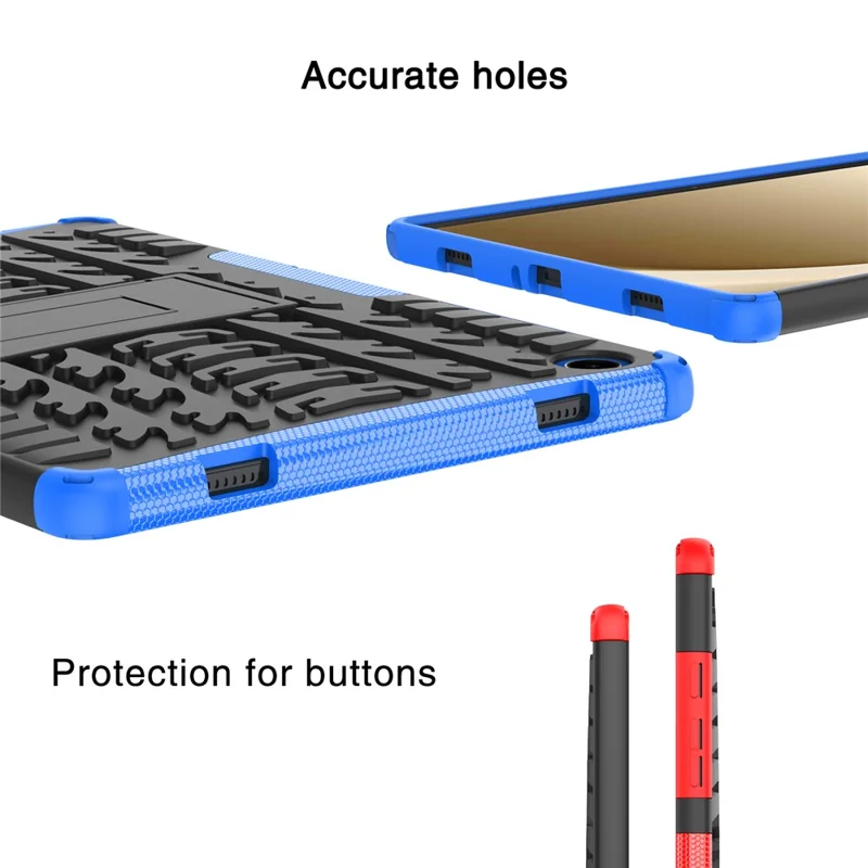 For Samsung Galaxy Tab A11+ / A9+ Tire Texture Case Shockproof TPU+PC Tablet Cover with Kickstand - Red