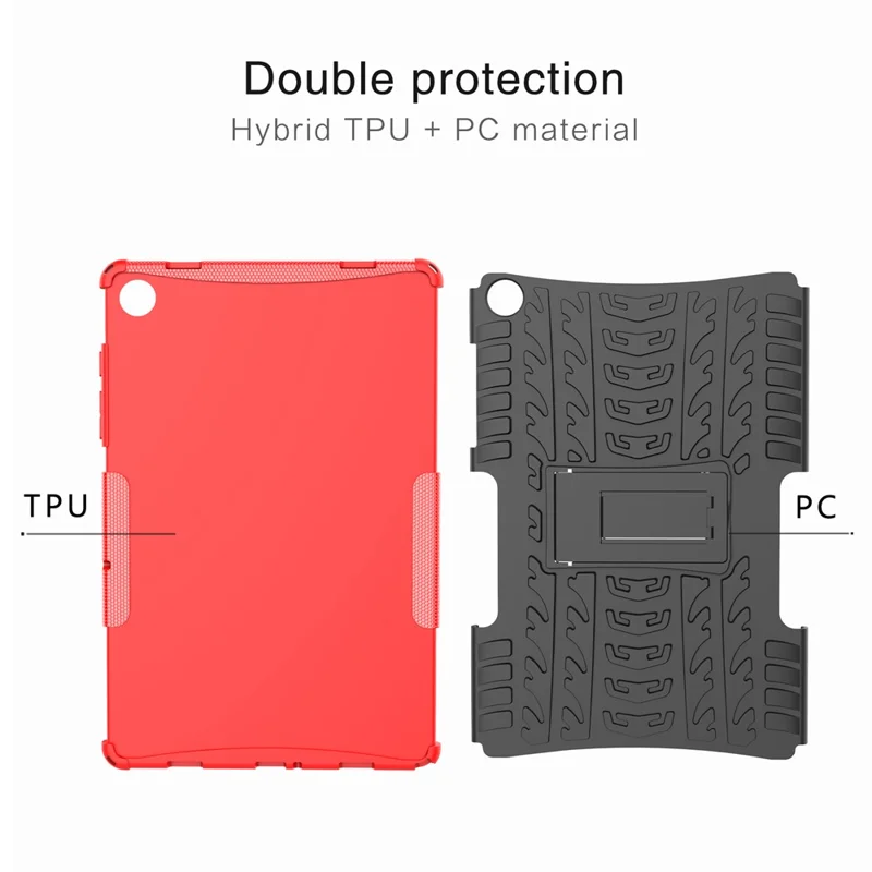 For Samsung Galaxy Tab A11+ / A9+ Tire Texture Case Shockproof TPU+PC Tablet Cover with Kickstand - Red
