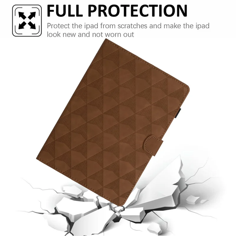 For iPad 10.2 (2020)  /  (2019)  /  Air 10.5 inch (2019) Case Diamond Texture Leather Tablet Cover Stand - Brown