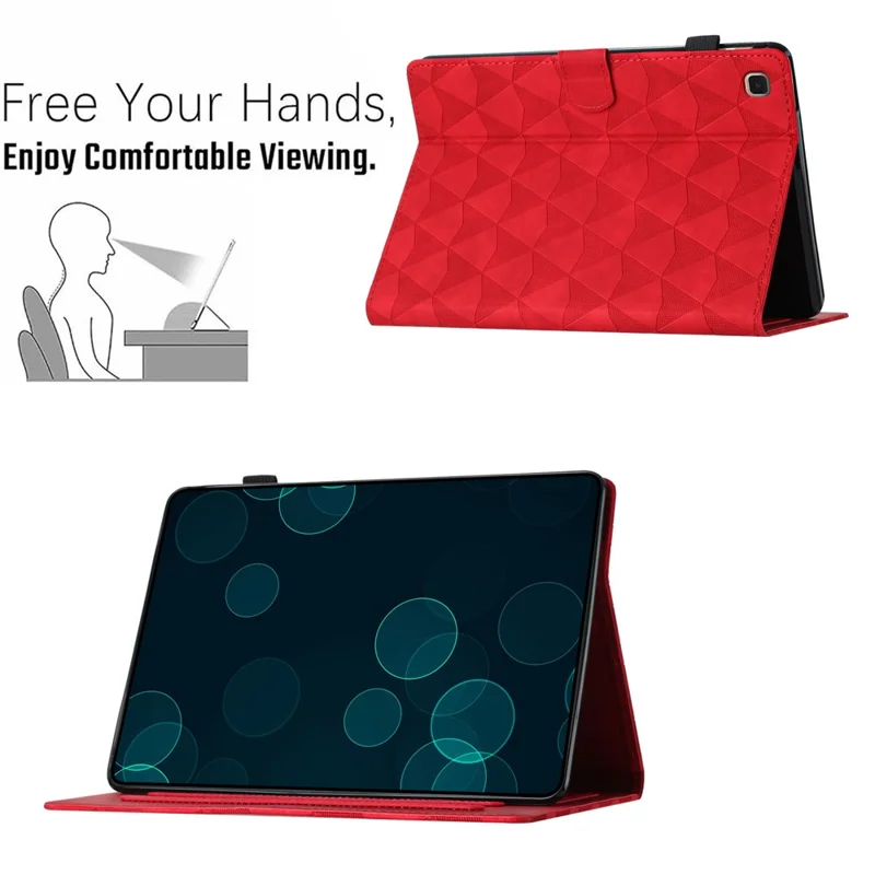 For iPad 10.2 (2020)  /  (2019)  /  Air 10.5 inch (2019) Case Diamond Texture Leather Tablet Cover Stand - Red