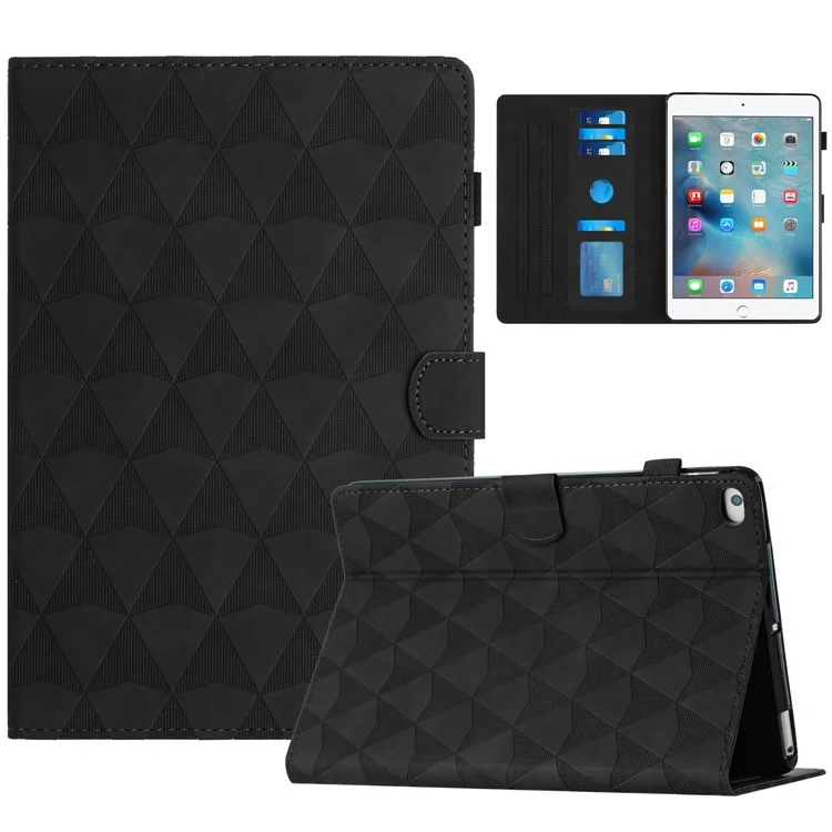 For iPad Mini  /  Mini 2  /  mini 3  /  mini 4  /  mini (2019) 7.9 inch Leather Case Stand Diamond Texture Tablet Cover - Black