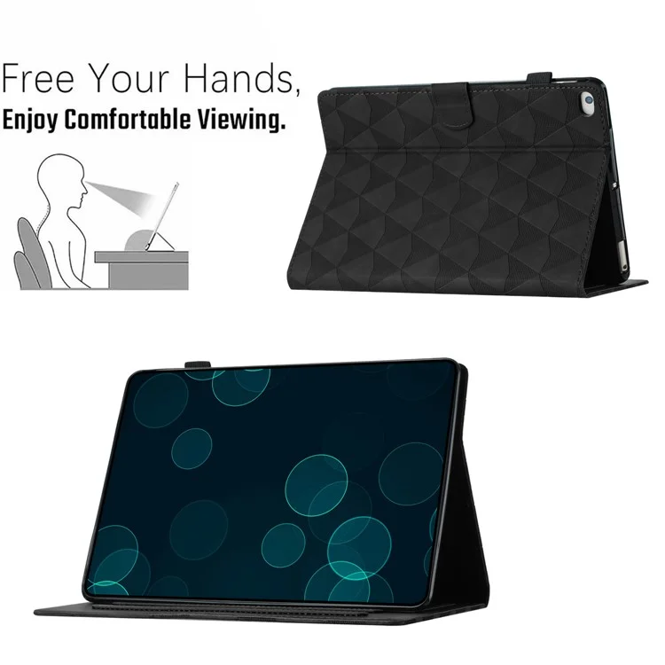 pour ipad mini / mini 2 / mini 3 / mini 4 / mini (2019) 7,9 pouces de boîtier en cuir support de diamant de texture de texture - noir