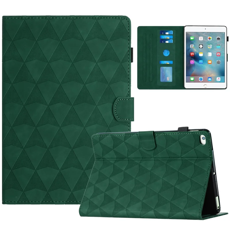 For iPad Mini  /  Mini 2  /  mini 3  /  mini 4  /  mini (2019) 7.9 inch Leather Case Stand Diamond Texture Tablet Cover - Green