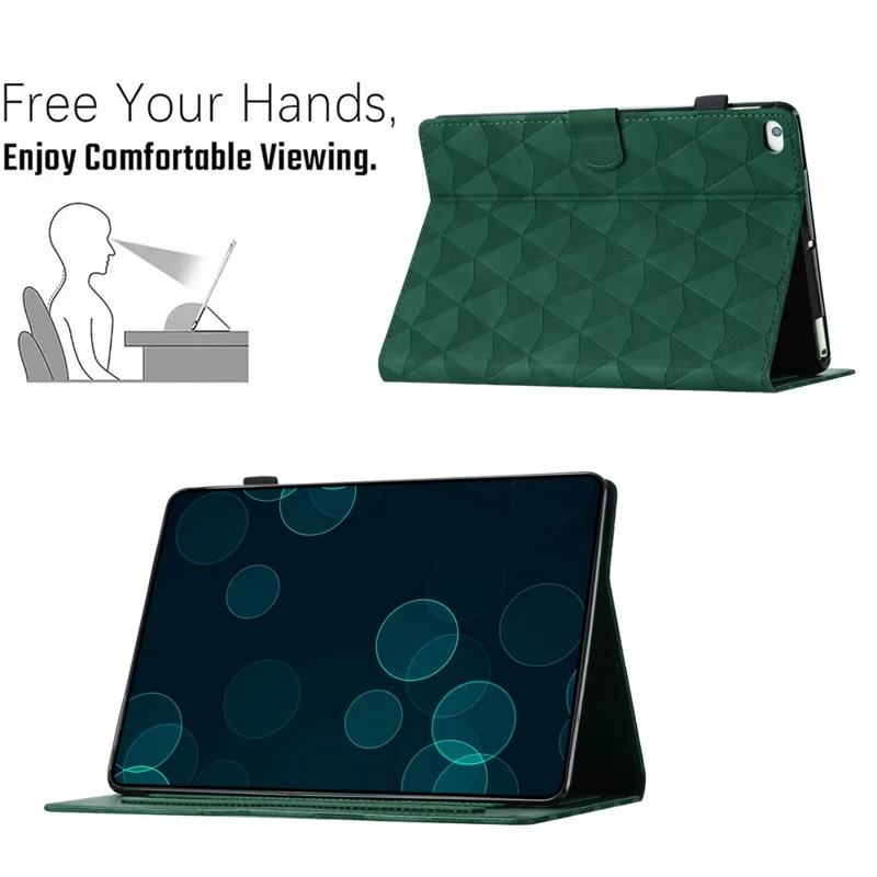 For iPad Mini  /  Mini 2  /  mini 3  /  mini 4  /  mini (2019) 7.9 inch Leather Case Stand Diamond Texture Tablet Cover - Green