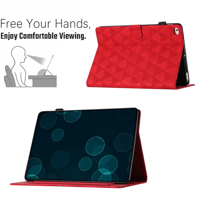 For iPad Mini  /  Mini 2  /  mini 3  /  mini 4  /  mini (2019) 7.9 inch Leather Case Stand Diamond Texture Tablet Cover - Red