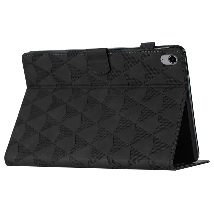 For iPad mini (2021) Case Stand Diamond Texture Leather Tablet Cover Auto Wake  /  Sleep - Black