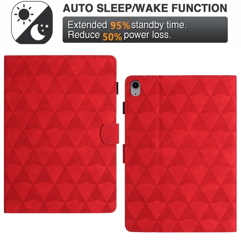 For iPad mini (2024) / mini (2021) Case Stand Diamond Texture Leather Tablet Cover Auto Wake  /  Sleep - Red