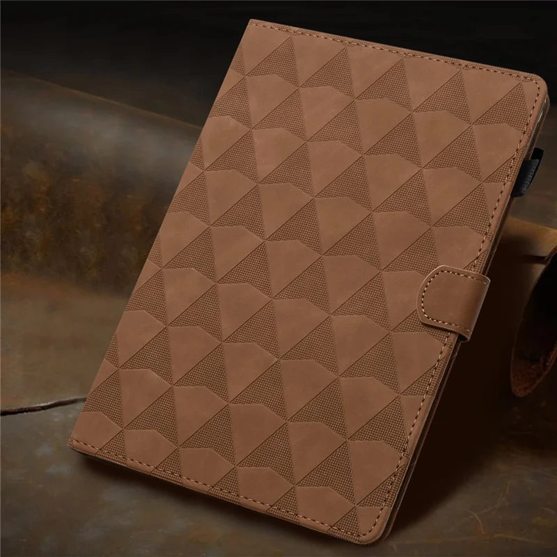For Lenovo Tab M10 Plus (3rd Gen) Leather Case Diamond Texture Tablet Stand Cover - Brown