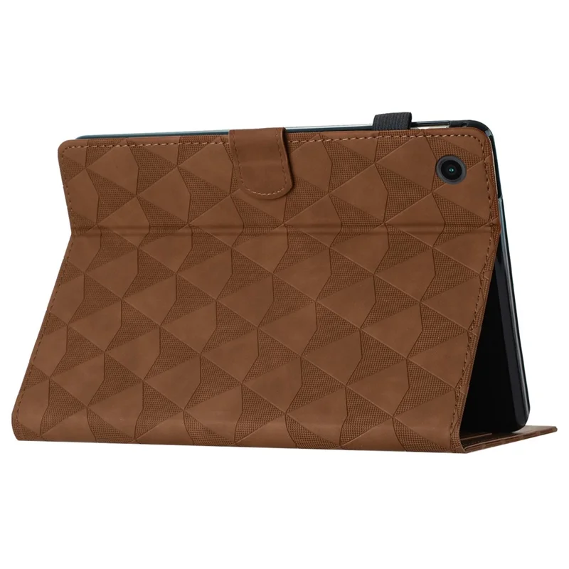 For Lenovo Tab M10 Plus (3rd Gen) Leather Case Diamond Texture Tablet Stand Cover - Brown