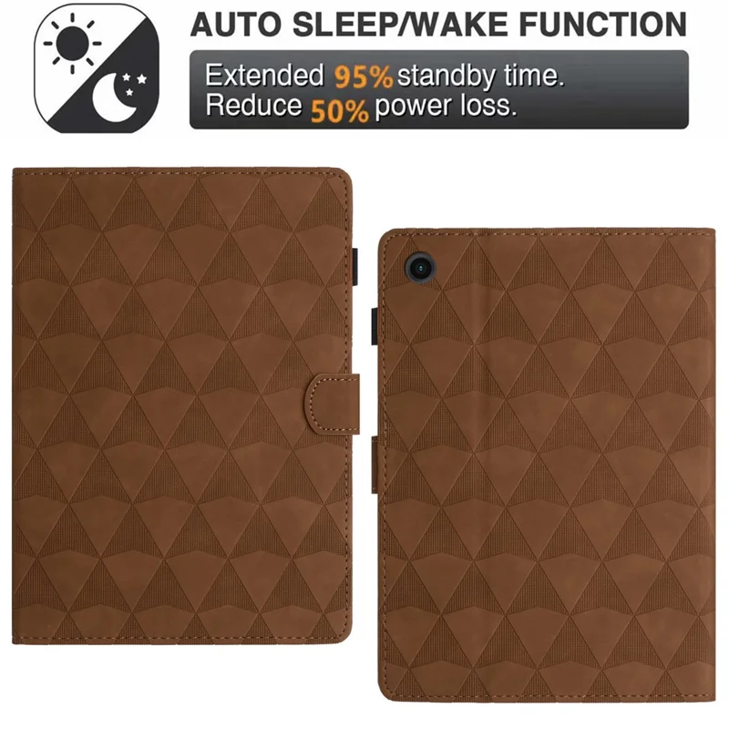 For Lenovo Tab M10 Plus (3rd Gen) Leather Case Diamond Texture Tablet Stand Cover - Brown