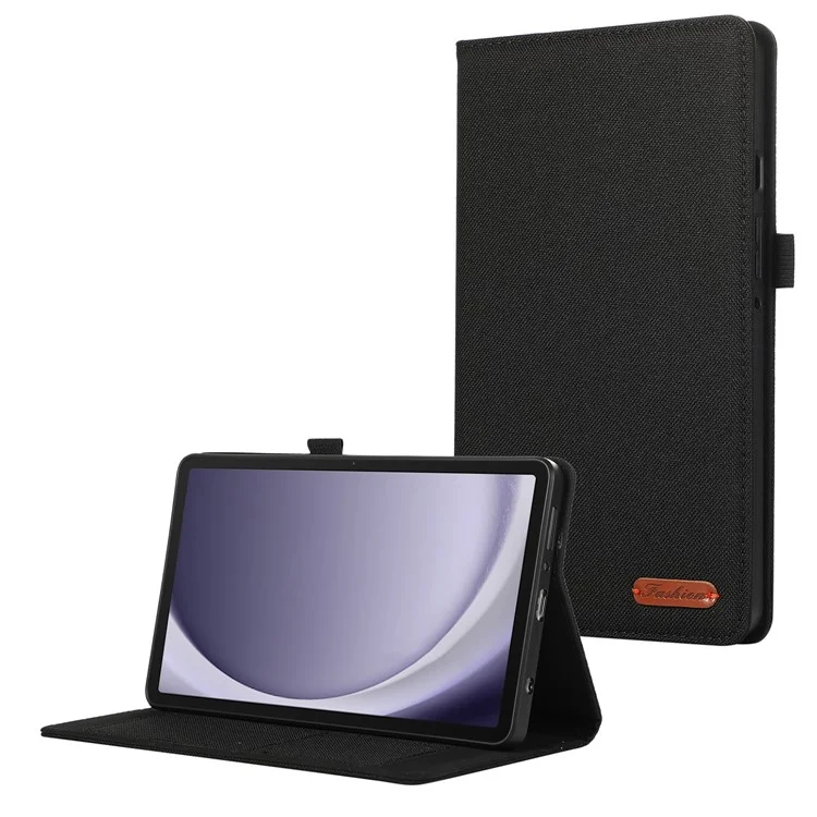 Per Samsung Galaxy Tab A9 Tablet Case Cloth Texture Folio Stand Leather Cover con Slot per Schede - Nero