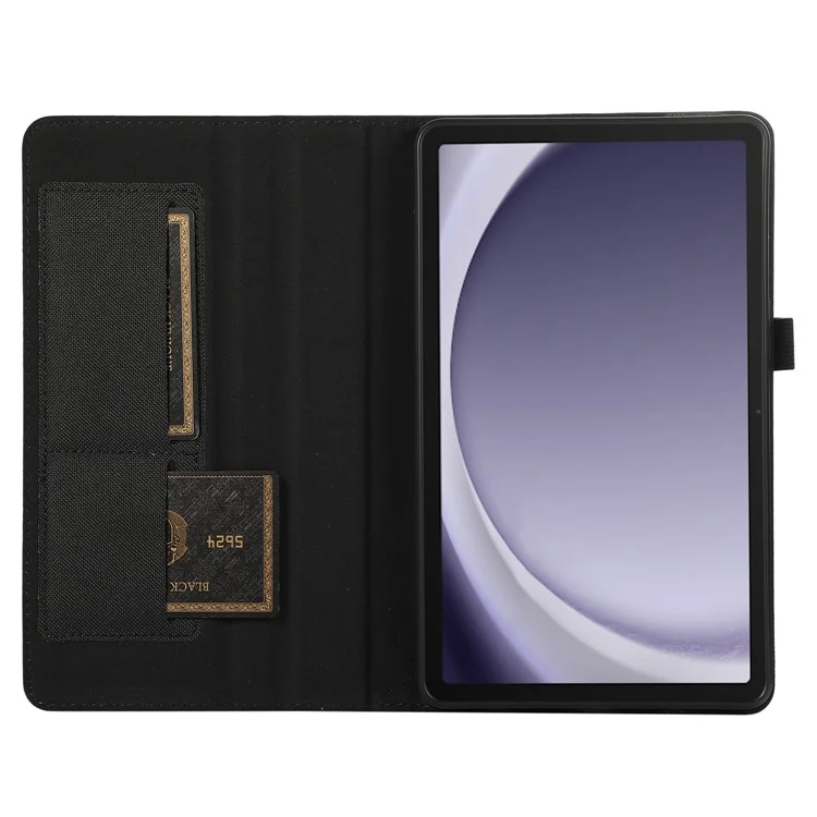 Per Samsung Galaxy Tab A9 Tablet Case Cloth Texture Folio Stand Leather Cover con Slot per Schede - Nero