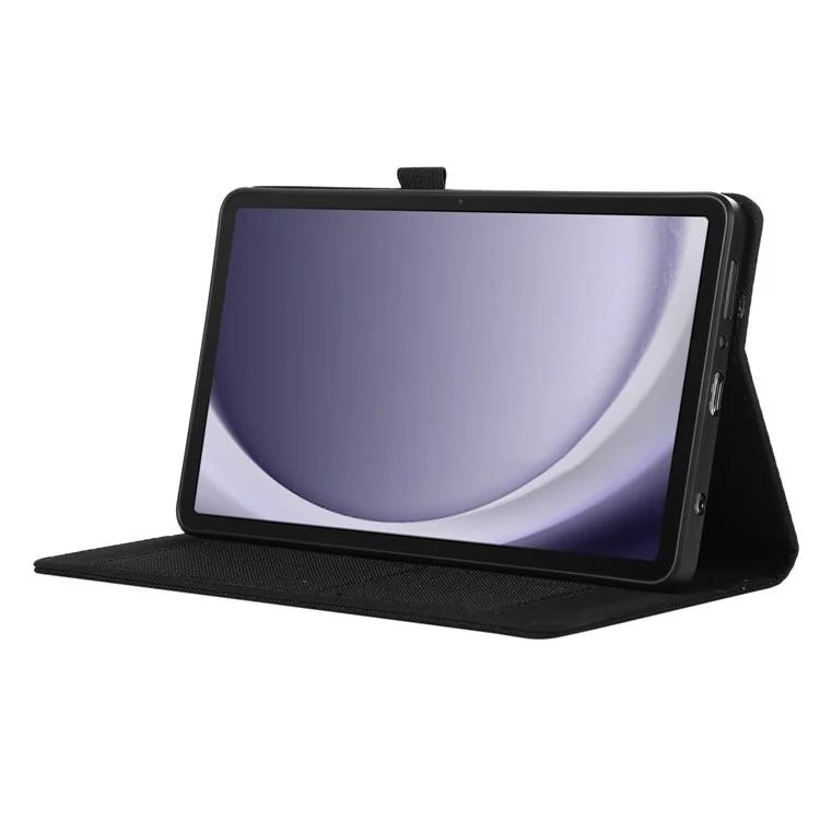 Per Samsung Galaxy Tab A9 Tablet Case Cloth Texture Folio Stand Leather Cover con Slot per Schede - Nero