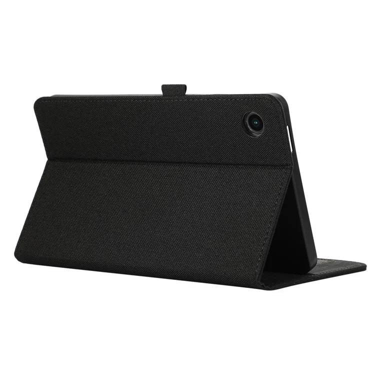 Per Samsung Galaxy Tab A9 Tablet Case Cloth Texture Folio Stand Leather Cover con Slot per Schede - Nero