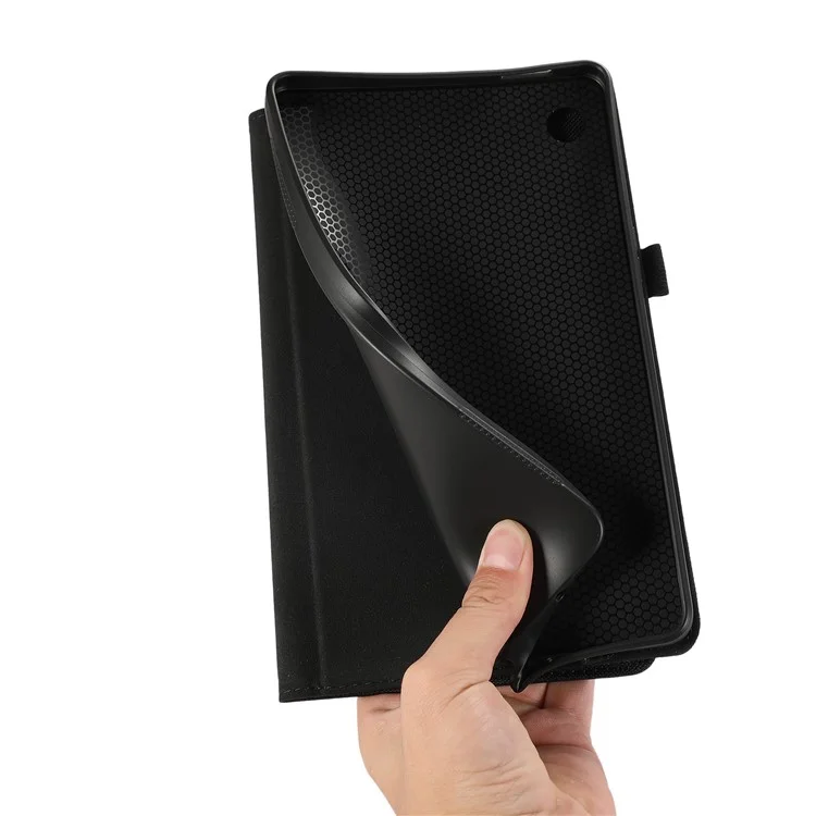 Per Samsung Galaxy Tab A9 Tablet Case Cloth Texture Folio Stand Leather Cover con Slot per Schede - Nero