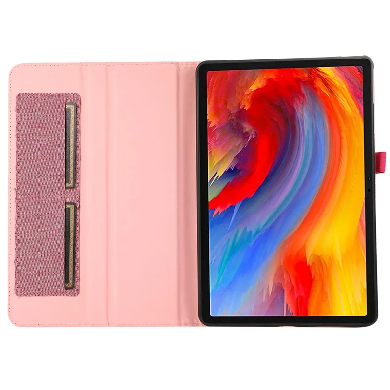 For Lenovo Tab M11 / Xiaoxin Pad 11 2024 Case PU Leather Card Holder Tablet Stand Cover - Pink