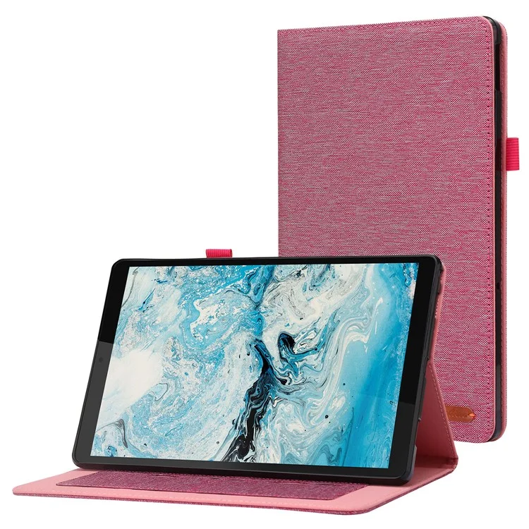 Para Lenovo Tab M10 Plus (3ª Geração) Caixa de Comprimido Teclador de Textura do Cartão de Textura Tampa de Couro - Rosa