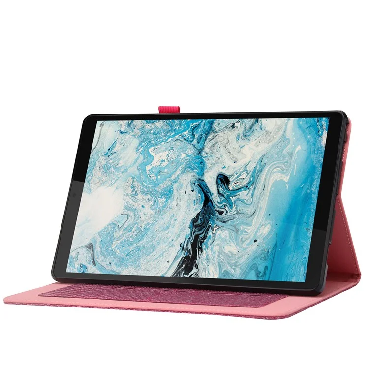 Pour Lenovo Tab M10 Plus (3e génération) Housse de tablette Texture en tissu Support pour cartes Housse en cuir - Rose