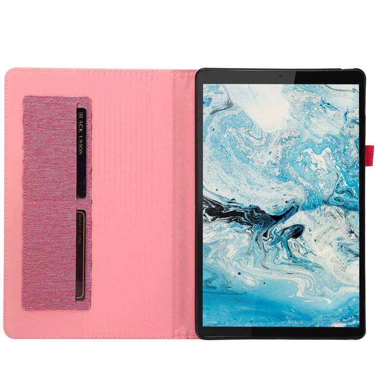 Para Lenovo Tab M10 Plus (3ª Geração) Caixa de Comprimido Teclador de Textura do Cartão de Textura Tampa de Couro - Rosa