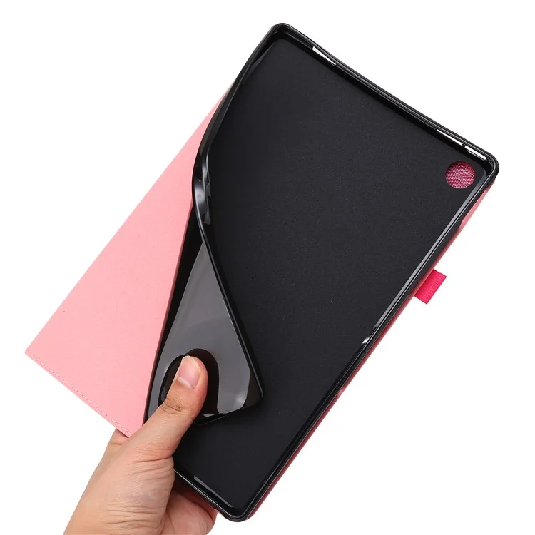 Pour Lenovo Tab M10 Plus (3e génération) Housse de tablette Texture en tissu Support pour cartes Housse en cuir - Rose