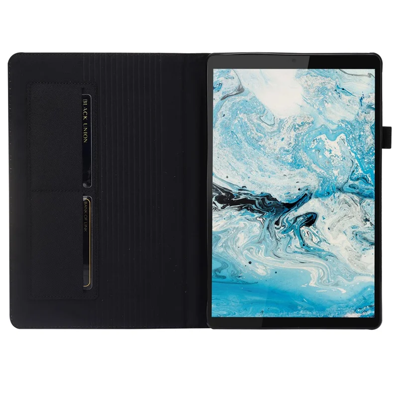 For Lenovo Tab M10 Plus (3rd Gen) Tablet Case Cloth Texture Card Holder Leather Cover - Black