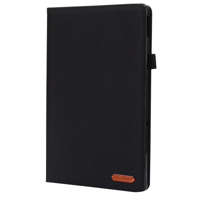 For Lenovo Tab M10 Plus (3rd Gen) Tablet Case Cloth Texture Card Holder Leather Cover - Black