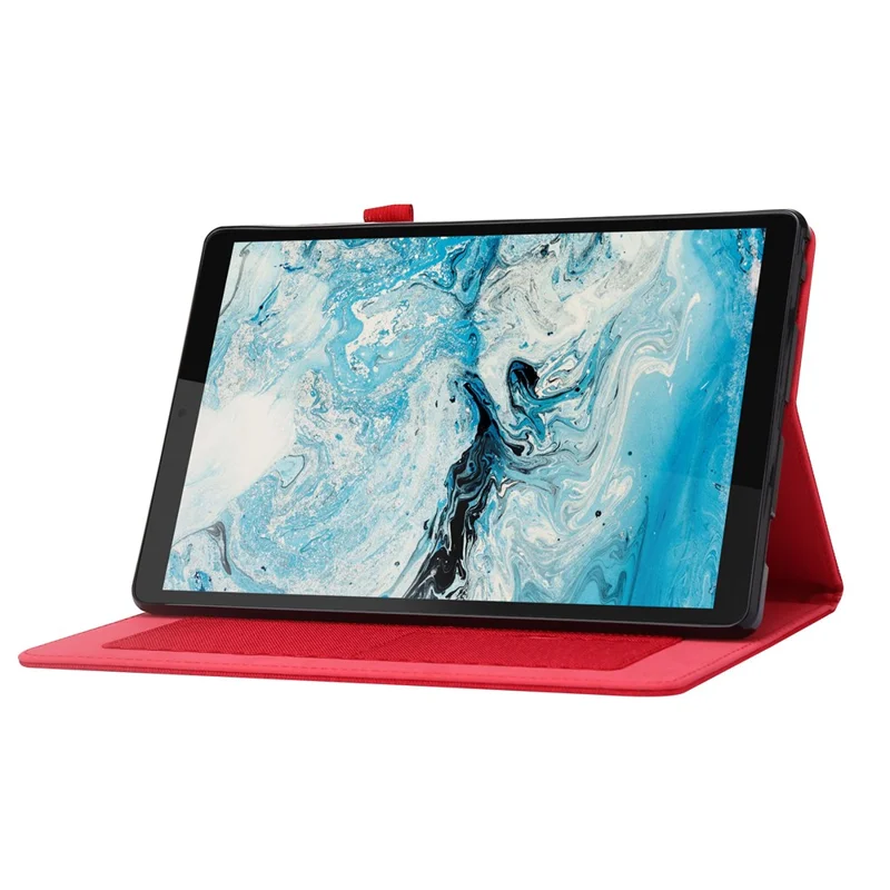 Para Lenovo Tab M10 Plus (3.ª generación) Funda para tableta Textura de tela Soporte para tarjetas Cubierta de cuero - Rojo