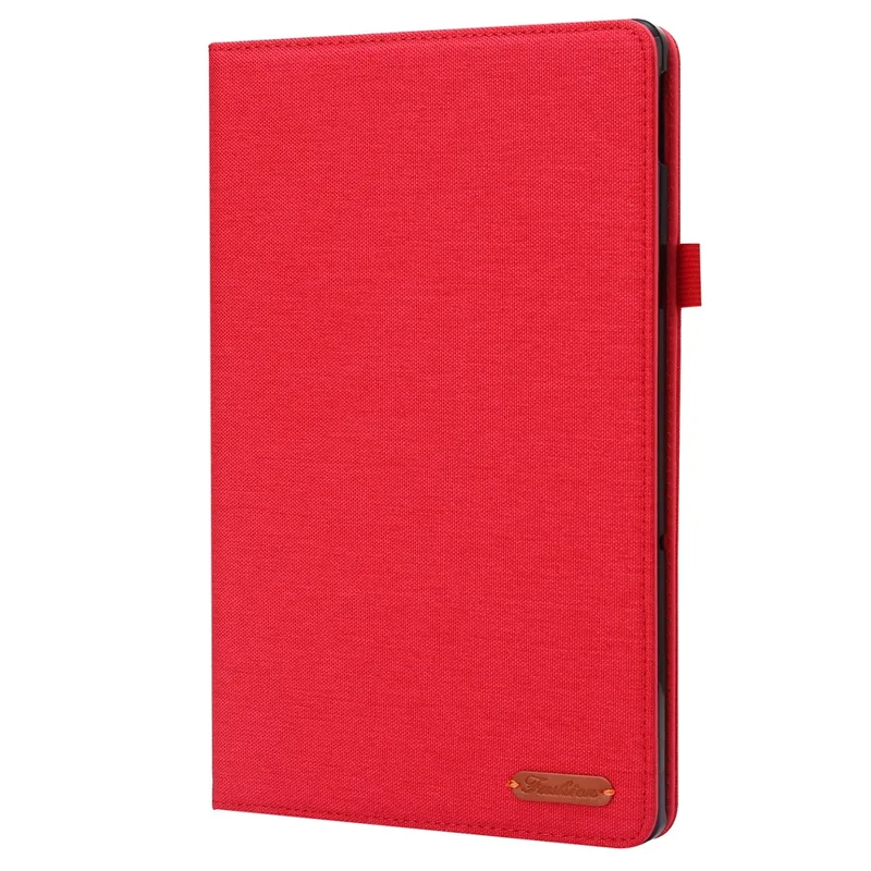 Para Lenovo Tab M10 Plus (3.ª generación) Funda para tableta Textura de tela Soporte para tarjetas Cubierta de cuero - Rojo