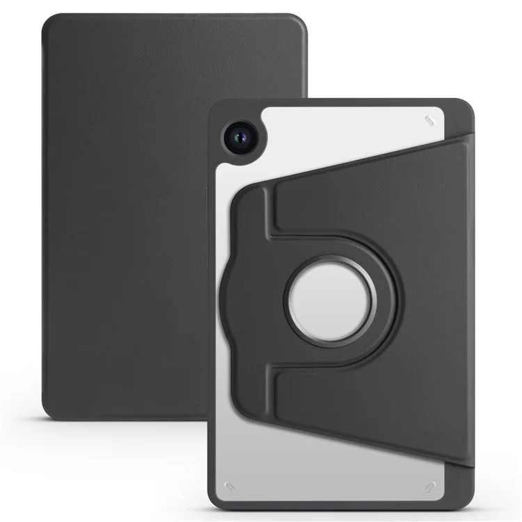 Pour Samsung Galaxy Tab A9 Étui Rotative Support PU Cuir+Acrylique Housse de Tablette avec Porte-Stylet - Noir