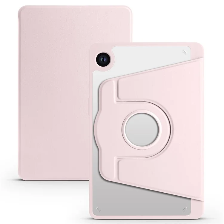 For Samsung Galaxy Tab A9 Case Rotary Stand PU Leather+Acrylic Tablet Cover with Pen Holder - Pink