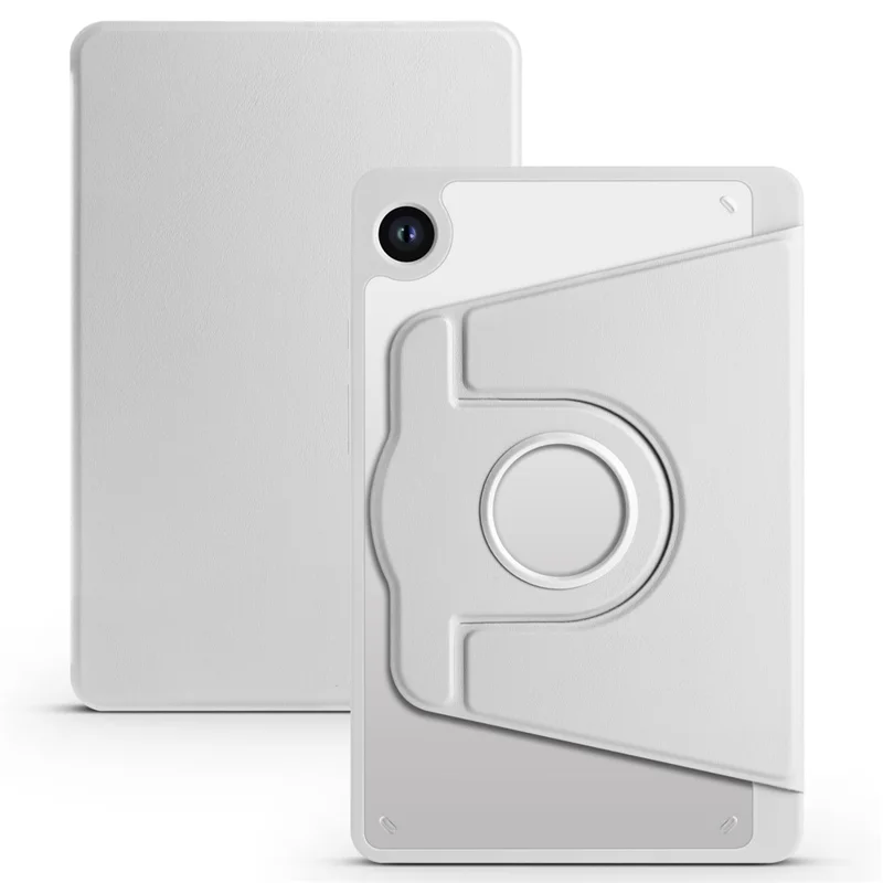 For Samsung Galaxy Tab A9 Case Rotary Stand PU Leather+Acrylic Tablet Cover with Pen Holder - Grey
