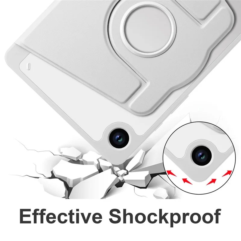 For Samsung Galaxy Tab A9 Case Rotary Stand PU Leather+Acrylic Tablet Cover with Pen Holder - Grey