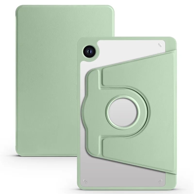 For Samsung Galaxy Tab A9 Case Rotary Stand PU Leather+Acrylic Tablet Cover with Pen Holder - Light Green
