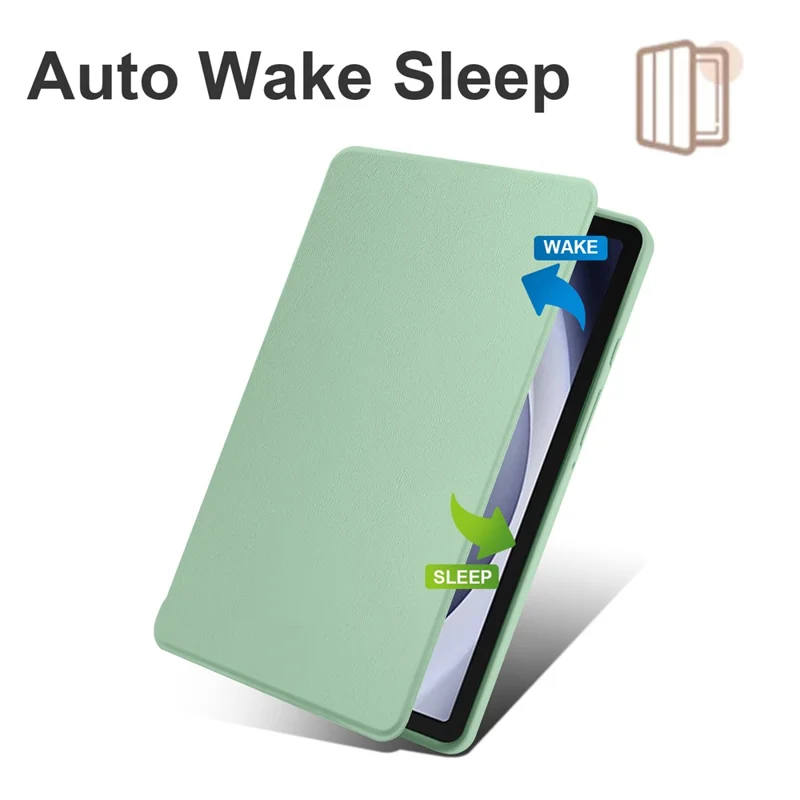 For Samsung Galaxy Tab A9 Case Rotary Stand PU Leather+Acrylic Tablet Cover with Pen Holder - Light Green