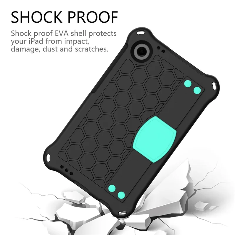 For Samsung Galaxy Tab A9+ Honeycomb Texture Case Kickstand EVA Tablet Cover - Black+Mint Green