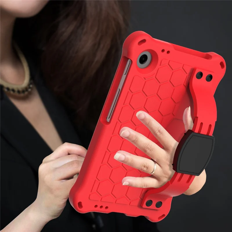 For Samsung Galaxy Tab A9+ Honeycomb Texture Case Kickstand EVA Tablet Cover - Red+Black