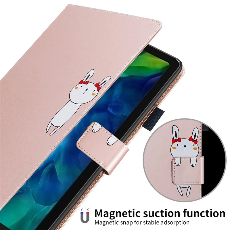 Pour iPad Pro 11 (2020) / (2021) / (2022) Stand Case Porte-cartes Motif animal de bande dessinée Housse en cuir - Or rose