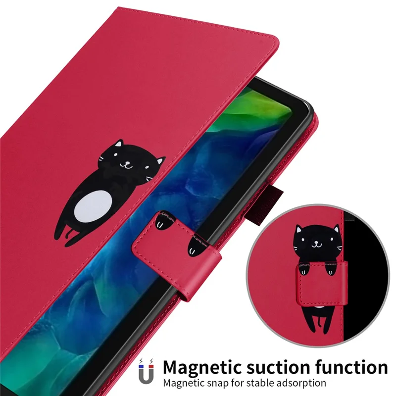 Étui support pour iPad Pro 11 (2020) / (2021) / (2022), porte-cartes, motif dessin animé animal, housse en cuir - Rouge