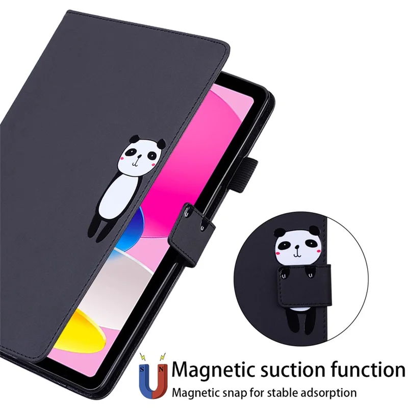 Para iPad 10.9 (2022) Capa de Couro Animal Pattern Suporte de Cartão Stand Tablet Cover - Preto