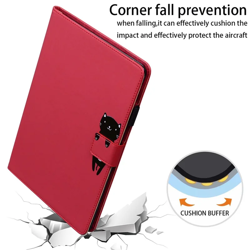 For iPad (2025) / 10.9 (2022) Leather Case Animal Pattern Card Holder Stand Tablet Cover - Red