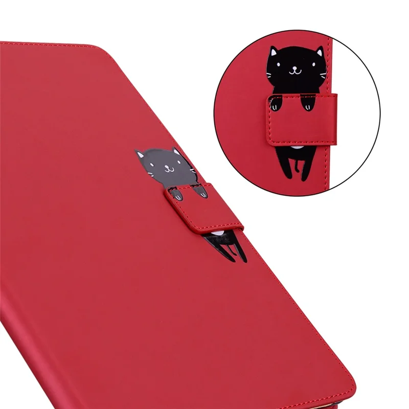 For iPad (2025) / 10.9 (2022) Leather Case Animal Pattern Card Holder Stand Tablet Cover - Red