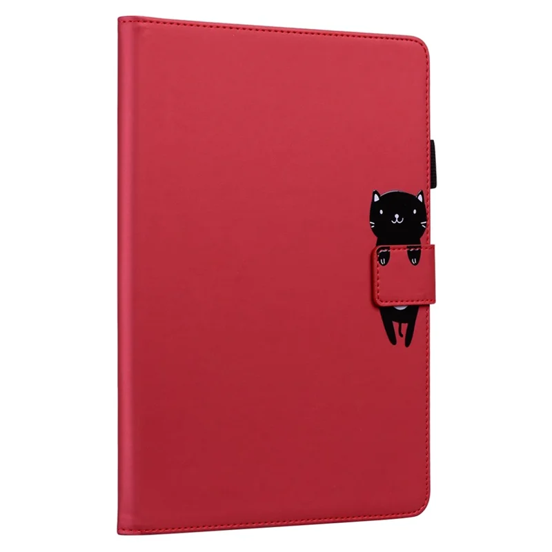 For iPad (2025) / 10.9 (2022) Leather Case Animal Pattern Card Holder Stand Tablet Cover - Red