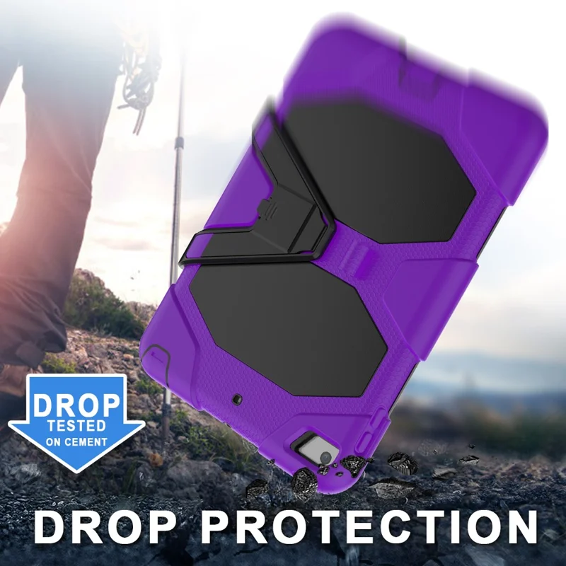 For iPad mini 4 / mini (2019) 7.9 inch Kickstand Case Tablet Case with PET Screen Protector - Purple