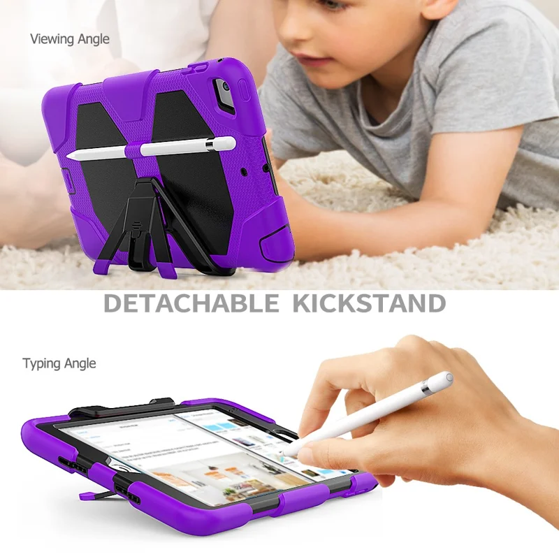 For iPad mini 4 / mini (2019) 7.9 inch Kickstand Case Tablet Case with PET Screen Protector - Purple