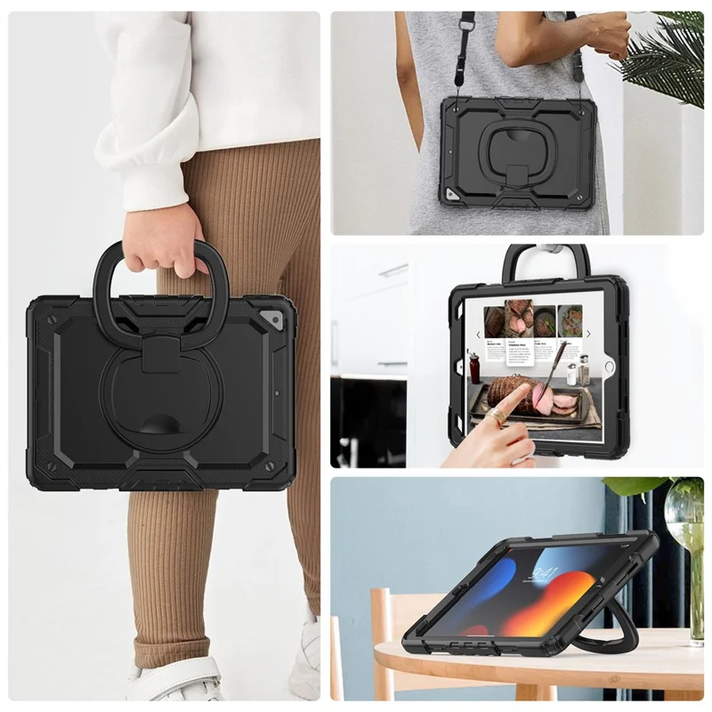 Tablet-Hülle mit Griff, Ständer und Schultergurt für iPad Pro 10,5-Zoll (2017) / Air 10,5-Zoll (2019) – Schwarz