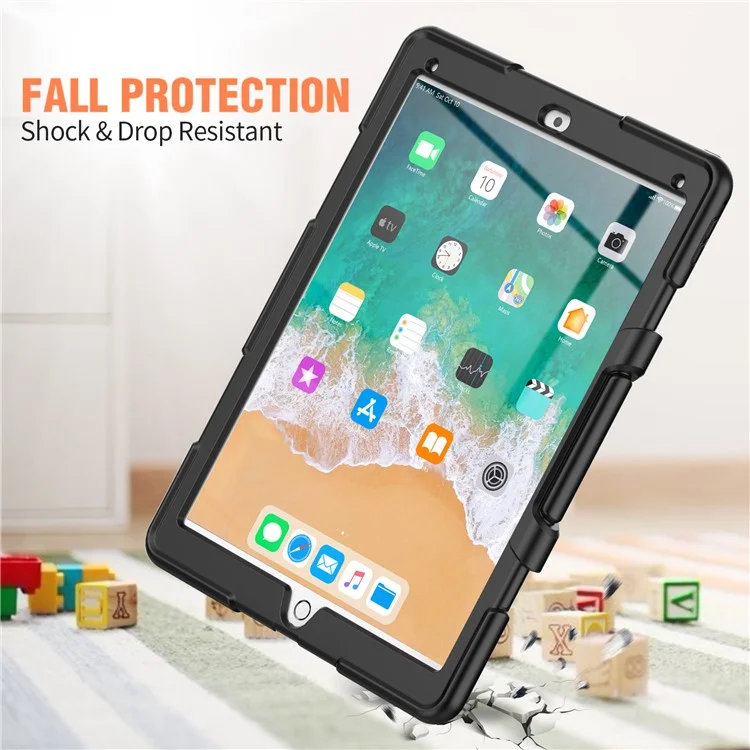 For iPad Pro 12.9 inch (2015) / (2017) Case PC + Silicone Tablet Kickstand Cover with PET Screen Protector - Black