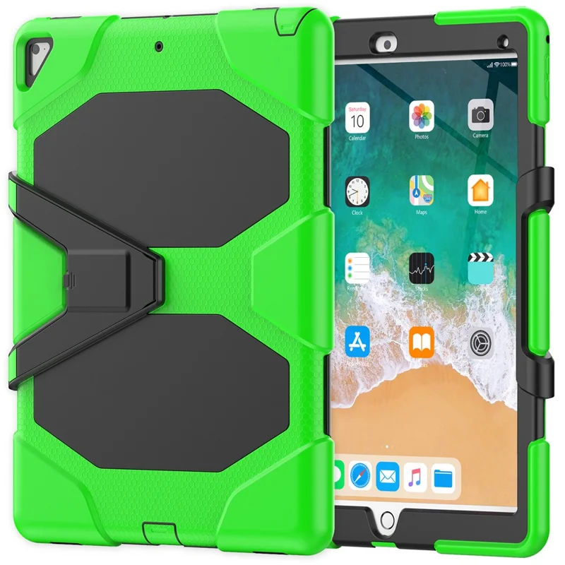 For iPad Pro 12.9 inch (2015) / (2017) Case PC + Silicone Tablet Kickstand Cover with PET Screen Protector - Green
